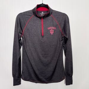 Colosseum Womens Small S Gray Red Indiana Hoosiers 1/4 Zip Long Sleeve Pullover